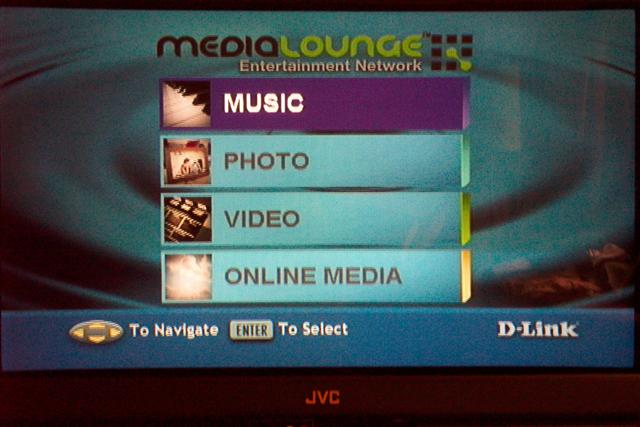 D-Link DSM-320 main menu