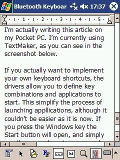 Using the Stowaway Bluetooth Keyboard with TextMaker